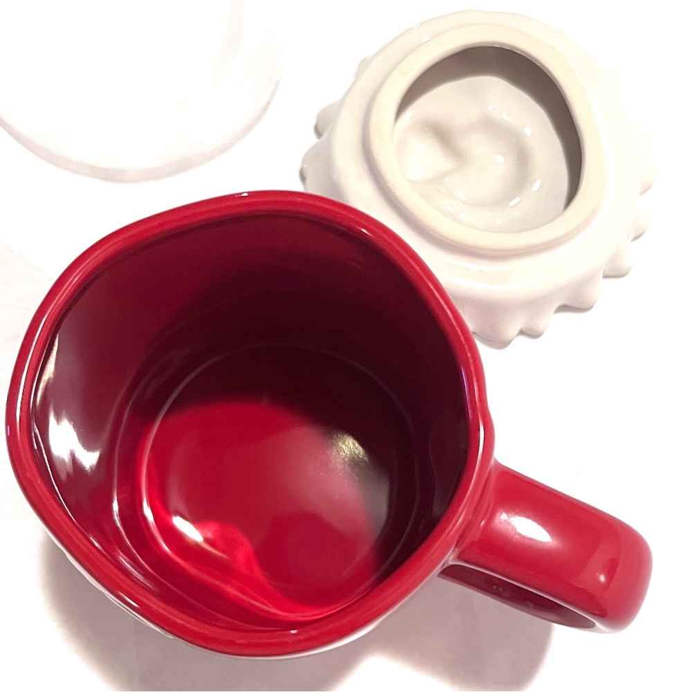 Rae Dunn LOVE BUG Ceramic Mug with Flower/Ladybug Topper Red/White - Picture 14 of 16
